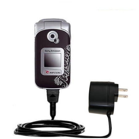 Gomadic Intelligent Compact AC Home Wall Charger suitable for the Sony Ericsson Z530i - High output power with a convenient, foldable plug design - Us