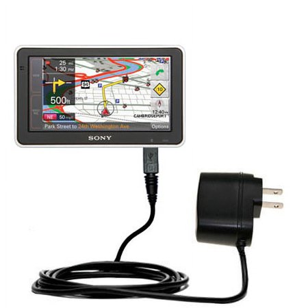 Gomadic Intelligent Compact AC Home Wall Charger suitable for the Sony Nav-U NV-U83T - High output power with a convenient, foldable plug design - Use
