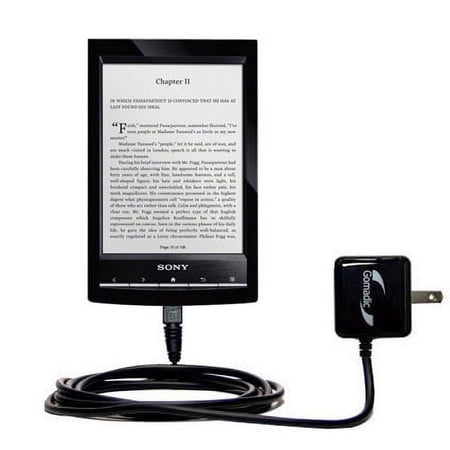 Gomadic Intelligent Compact AC Home Wall Charger suitable for the Sony PRS-T1 Reader - High output power with a convenient, foldable plug design - Use