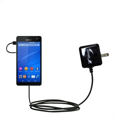Gomadic Intelligent Compact AC Home Wall Charger suitable for the Sony Xperia C4 - High output power with a convenient, foldable plug design - Uses Ti