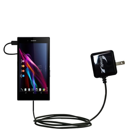 Gomadic Intelligent Compact AC Home Wall Charger suitable for the Sony Xperia Z Ultra - High output power with a convenient, foldable plug design - Us