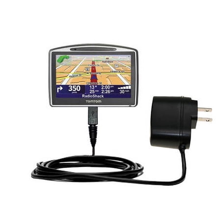 Gomadic Intelligent Compact AC Home Wall Charger suitable for the TomTom GO 630 - High output power with a convenient, foldable plug design - Uses Tip