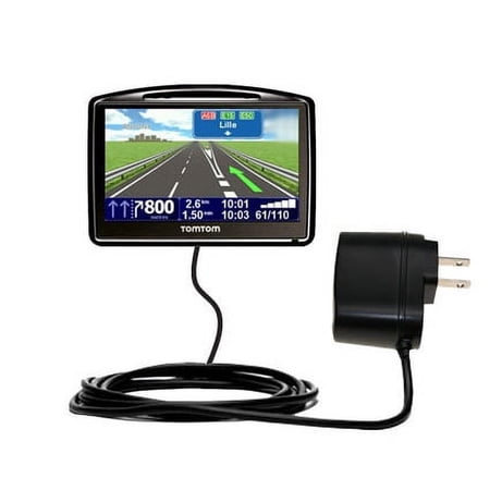 Gomadic Intelligent Compact AC Home Wall Charger suitable for the TomTom GO 730 - High output power with a convenient, foldable plug design - Uses Tip