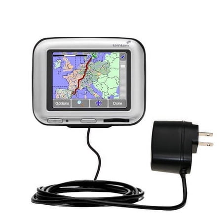 Gomadic Intelligent Compact AC Home Wall Charger suitable for the TomTom Go 500 - High output power with a convenient, foldable plug design - Uses Tip