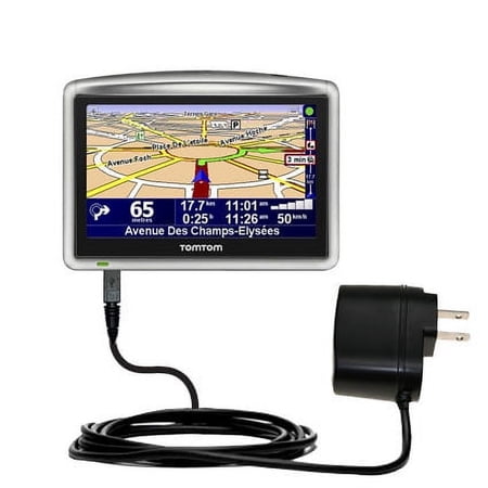 Gomadic Intelligent Compact AC Home Wall Charger suitable for the TomTom ONE XL Europe - High output power with a convenient, foldable plug design - U