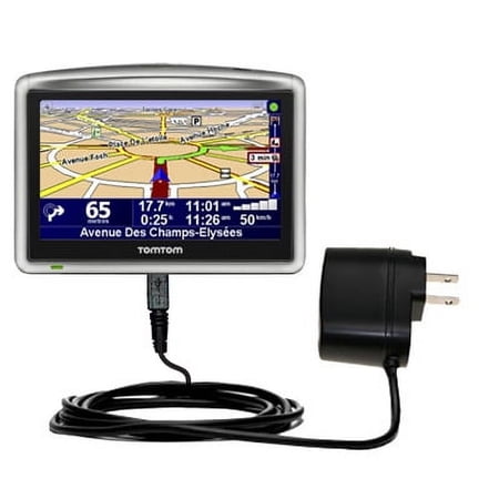 Gomadic Intelligent Compact AC Home Wall Charger suitable for the TomTom One XL - High output power with a convenient, foldable plug design - Uses Tip