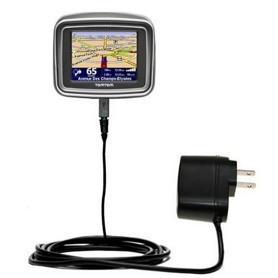 Gomadic Intelligent Compact AC Home Wall Charger suitable for the TomTom RIDER 2nd edition - High output power with a convenient, foldable plug design