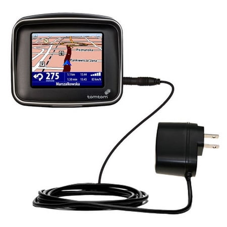 Gomadic Intelligent Compact AC Home Wall Charger suitable for the TomTom Rider - High output power with a convenient, foldable plug design - Uses TipE