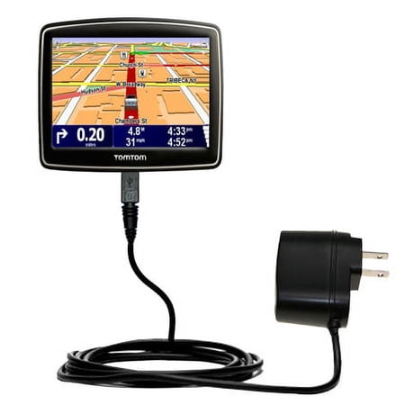 Gomadic Intelligent Compact AC Home Wall Charger suitable for the TomTom XL 340 - High output power with a convenient, foldable plug design - Uses Tip
