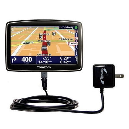 Gomadic Intelligent Compact AC Home Wall Charger suitable for the TomTom XXL 535T - High output power with a convenient, foldable plug design - Uses T