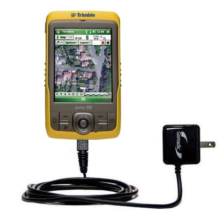 Gomadic Intelligent Compact AC Home Wall Charger suitable for the Trimble Juno SB - High output power with a convenient, foldable plug design - Uses T