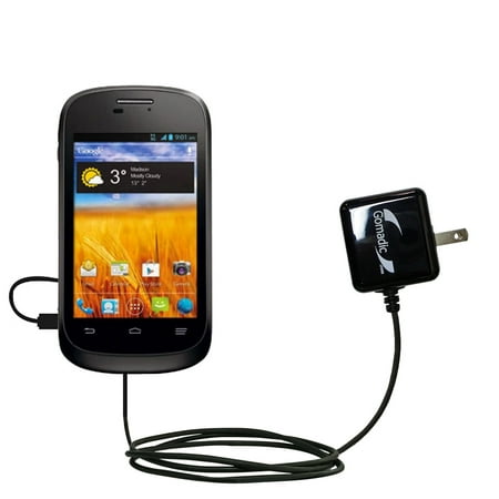 Gomadic Intelligent Compact AC Home Wall Charger suitable for the ZTE Director - High output power with a convenient, foldable plug design - Uses TipE