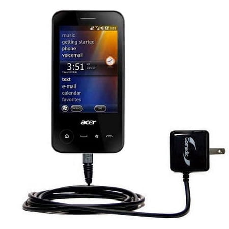 Gomadic Intelligent Compact AC Home Wall Charger suitable for the Acer NeoTouch P400 P300 - High output power with a convenient, foldable plug design