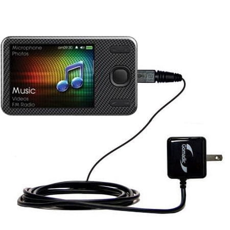 Gomadic Intelligent Compact AC Home Wall Charger suitable for the Creative Zen X-Fi Style - High output power with a convenient, foldable plug design