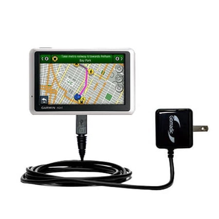 Gomadic Intelligent Compact AC Home Wall Charger suitable for the Garmin Nuvi 1350 - High output power with a convenient, foldable plug design - Uses