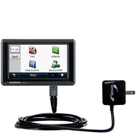 Gomadic Intelligent Compact AC Home Wall Charger suitable for the Garmin Nuvi 1690 1695 - High output power with a convenient, foldable plug design -