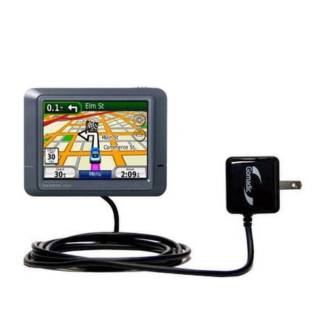 Gomadic Intelligent Compact AC Home Wall Charger suitable for the Garmin Nuvi 245T - High output power with a convenient, foldable plug design - Uses