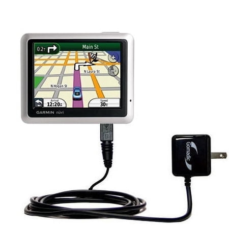 Gomadic Intelligent Compact AC Home Wall Charger suitable for the Garmin nuvi 1100 - High output power with a convenient, foldable plug design - Uses