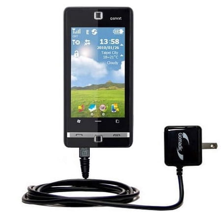 Gomadic Intelligent Compact AC Home Wall Charger suitable for the Gigabyte GSMART S1205 - High output power with a convenient, foldable plug design -