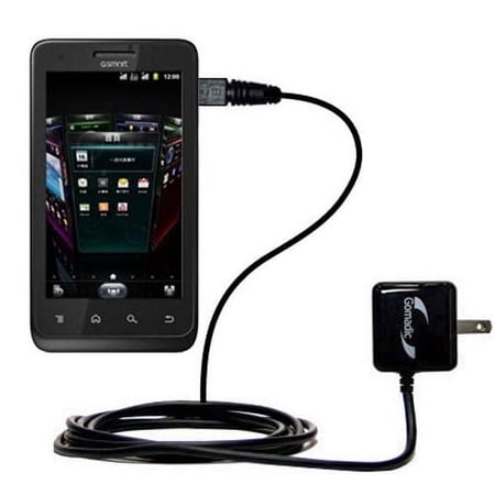 Gomadic Intelligent Compact AC Home Wall Charger suitable for the Gigabyte GSmart G1355 - High output power with a convenient, foldable plug design -