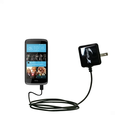 Gomadic Intelligent Compact AC Home Wall Charger suitable for the HTC Desire 526 / 526s - High output power with a convenient, foldable plug design -