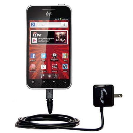 Gomadic Intelligent Compact AC Home Wall Charger suitable for the LG Optimus Elite - High output power with a convenient, foldable plug design - Uses