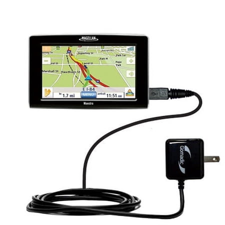 Gomadic Intelligent Compact AC Home Wall Charger suitable for the Magellan Maestro 5310 - High output power with a convenient, foldable plug design -