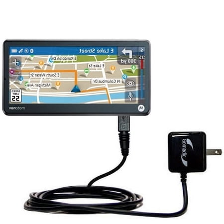 Gomadic Intelligent Compact AC Home Wall Charger suitable for the Motorola MOTONAV TN765T - High output power with a convenient, foldable plug design