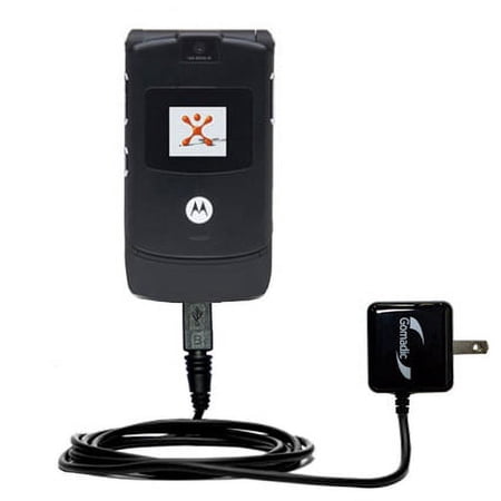 Gomadic Intelligent Compact AC Home Wall Charger suitable for the Motorola RAZR V3 - High output power with a convenient, foldable plug design - Uses