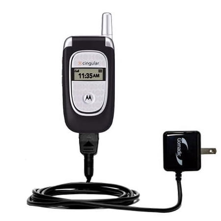 Gomadic Intelligent Compact AC Home Wall Charger suitable for the Motorola V190 V195 V197 - High output power with a convenient, foldable plug design