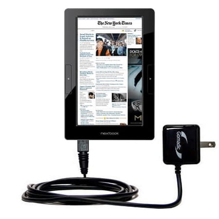 Gomadic Intelligent Compact AC Home Wall Charger suitable for the Nextbook Next2 Tablet - High output power with a convenient, foldable plug design -