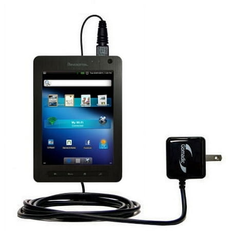 Gomadic Intelligent Compact AC Home Wall Charger suitable for the Pandigital Nova R70F400 - High output power with a convenient, foldable plug design
