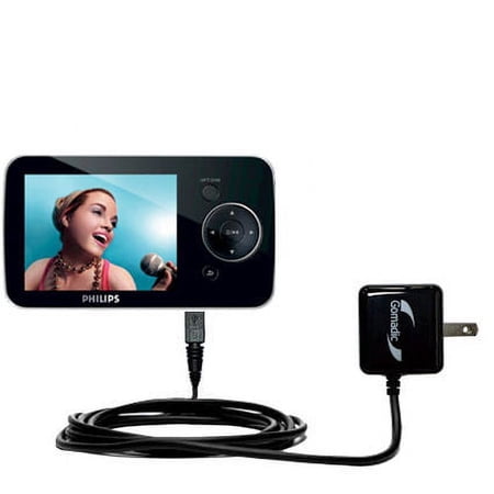 Gomadic Intelligent Compact AC Home Wall Charger suitable for the Philips GoGear SA5285BT - High output power with a convenient, foldable plug design