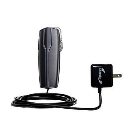 Gomadic Intelligent Compact AC Home Wall Charger suitable for the Plantronics M100 - High output power with a convenient, foldable plug design - Uses