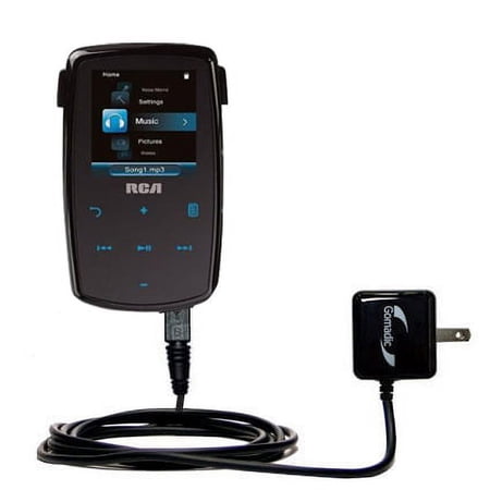 Gomadic Intelligent Compact AC Home Wall Charger suitable for the RCA M3904 Lyra Digital Media Player - High output power with a convenient, foldable