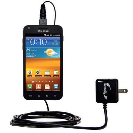 Gomadic Intelligent Compact AC Home Wall Charger suitable for the Samsung Epic 4G Touch - High output power with a convenient, foldable plug design -