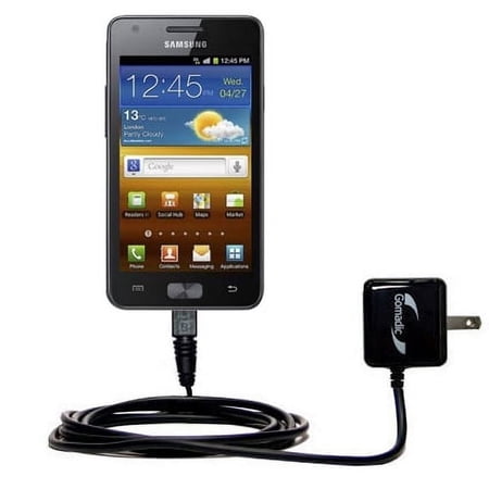Gomadic Intelligent Compact AC Home Wall Charger suitable for the Samsung Galaxy R - High output power with a convenient, foldable plug design - Uses