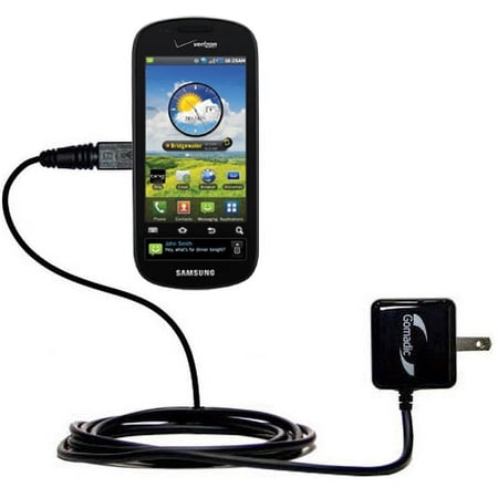 Gomadic Intelligent Compact AC Home Wall Charger suitable for the Samsung SCH-I400 - High output power with a convenient, foldable plug design - Uses