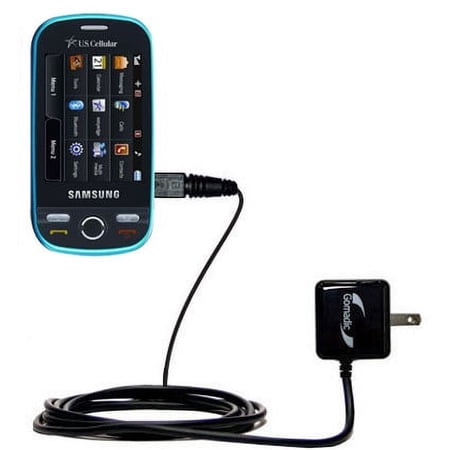 Gomadic Intelligent Compact AC Home Wall Charger suitable for the Samsung SCH-R360 - High output power with a convenient, foldable plug design - Uses