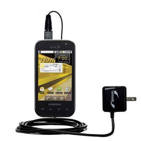 Gomadic Intelligent Compact AC Home Wall Charger suitable for the Samsung SPH-M920 - High output power with a convenient, foldable plug design - Uses