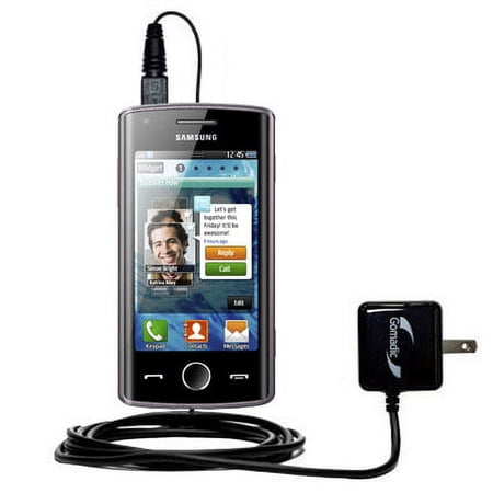 Gomadic Intelligent Compact AC Home Wall Charger suitable for the Samsung Wave 578 - High output power with a convenient, foldable plug design - Uses