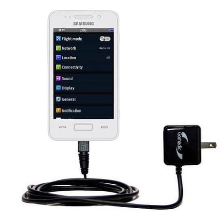 Gomadic Intelligent Compact AC Home Wall Charger suitable for the Samsung Wave 725 - High output power with a convenient, foldable plug design - Uses