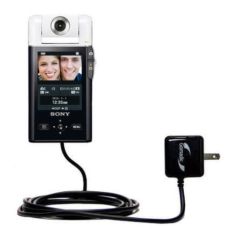 Gomadic Intelligent Compact AC Home Wall Charger suitable for the Sony bloggie MHS-CM5 Mobile HD Snap - High output power with a convenient, foldable