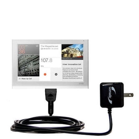 Gomadic Intelligent Compact AC Home Wall Charger suitable for the iRiver P7 - High output power with a convenient, foldable plug design - Uses TipExch