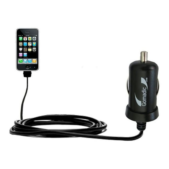 Gomadic Intelligent Compact Car / Auto DC Charger suitable for the Apple iPhone 3GS - 2A / 10W power at half the size. Uses Gomadic TipExchange Techno