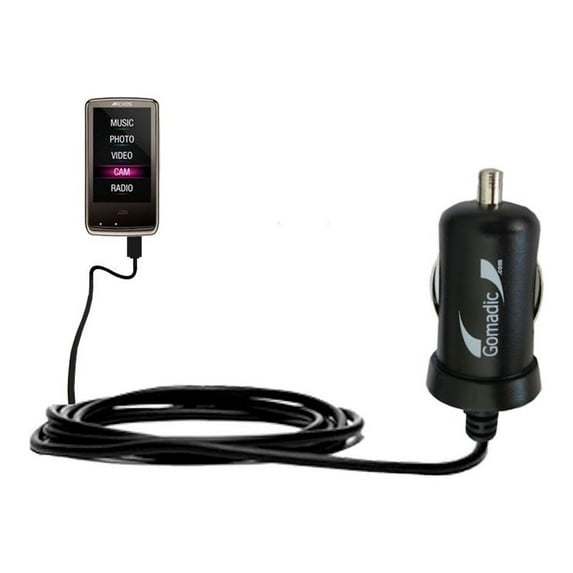 Gomadic Intelligent Compact Car / Auto DC Charger suitable for the Archos 3Cam Vision - 2A / 10W power at half the size. Uses Gomadic TipExchange Tech