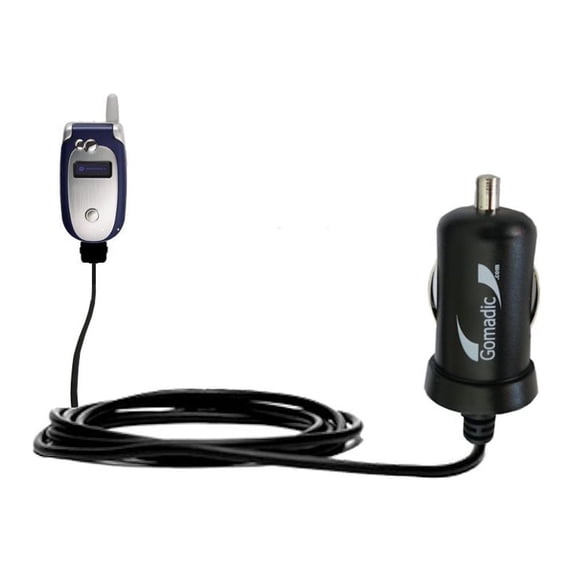 Gomadic Intelligent Compact Car / Auto DC Charger suitable for the Cingular V551 - 2A / 10W power at half the size. Uses Gomadic TipExchange Technolog