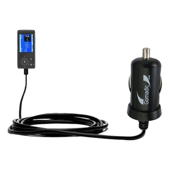 Gomadic Intelligent Compact Car / Auto DC Charger suitable for the Insignia MP3 Player - 2A / 10W power at half the size. Uses Gomadic TipExchange Tec