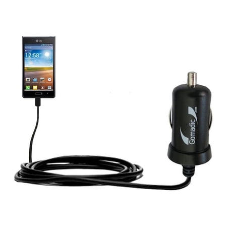 Gomadic Intelligent Compact Car / Auto DC Charger suitable for the LG Optimus L7 - 2A / 10W power at half the size. Uses Gomadic TipExchange Technolog