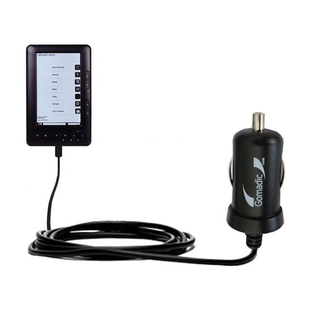 Gomadic Intelligent Compact Car / Auto DC Charger suitable for the Laser eBook 5 EB101 - 2A / 10W power at half the size. Uses Gomadic TipExchange Tec